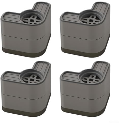 Lot de 4 patins amortisseurs de vibrations pour machine à laver et sèche-linge, pieds antidérapants avec matériau PP, réduction du bruit et protection du sol, compatible avec U (B)