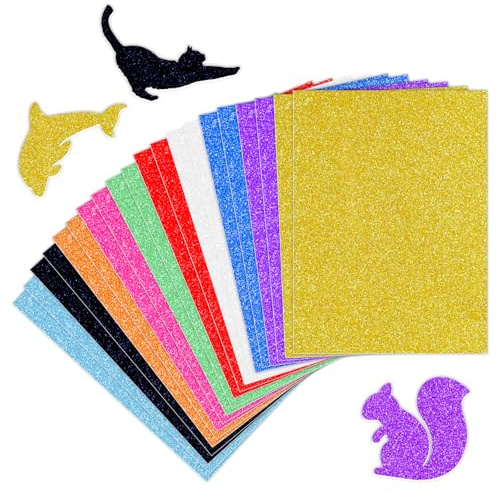 A4 Glitter Card Stock, 20 Pcs 10 Colors Glitter Cardstock Paper Kit, 300gsm Glitter Card Stock for Holiday Crafts DIY Projects Gift Wrapping Scrapbooking Decorations