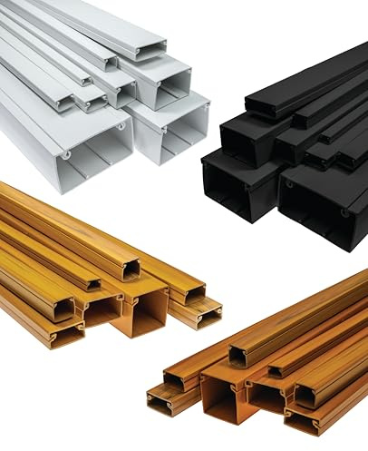 Kabelkanal Installationskanal UV Kabelschutzkanal Kabelrinne Elektroinstallationskanal für Kabel | Verschiedene Größen & Farben (Schwarz, 20X18 mm / 10 X 1m)