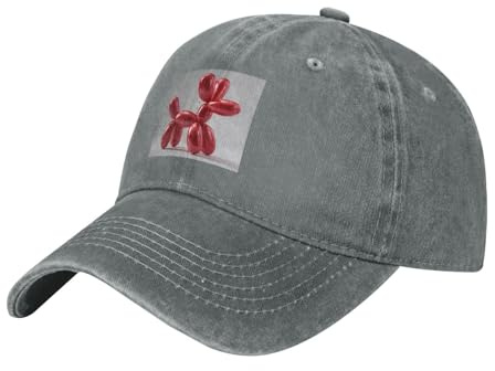 WHJSHOP Gorra de béisbol negra para adultos, con imagen de perro y globo, para hombres y mujeres, cómoda y ajustable, Gris, talla única