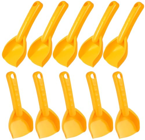 Garneck 10 Pcs Kids Beach Sand Shovels: Small Plastic Sandbox Toy Shovels for Kids Outdoor Snow Play Beach Party Digging Toys Set Summer Seaside Scoops, Yellow