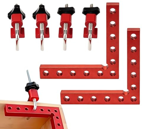 Hoekspanner 90°, 2 st 90 graders positioneringsvinkel, positionsklämma i aluminiumlegering, 140 mm, träbearbetningsklämma med mätskala för exakt justering, för ram, skåp, låda
