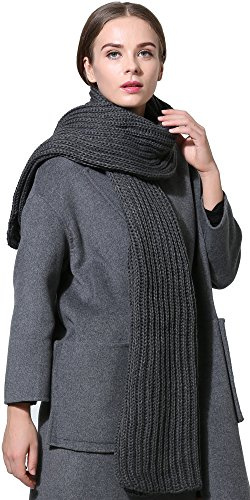 NEOSAN Women Men Winter Thick Cable Knit Wrap Chunky Warm Scarf Charcoal Hor