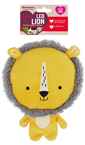 Rosewood Leo Lion, Plush Interactive Dog Toy With Giant Squeaker And Crinkle Body - Yellow