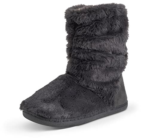 Polar Womens Slipper Boots with Sherpa Lining - Memory Foam Indoor Bootie Slipper with Anti-Slip Rubber Sole - Soft, Warm and Fluffy House Slipper - Ankle Boot Slippers