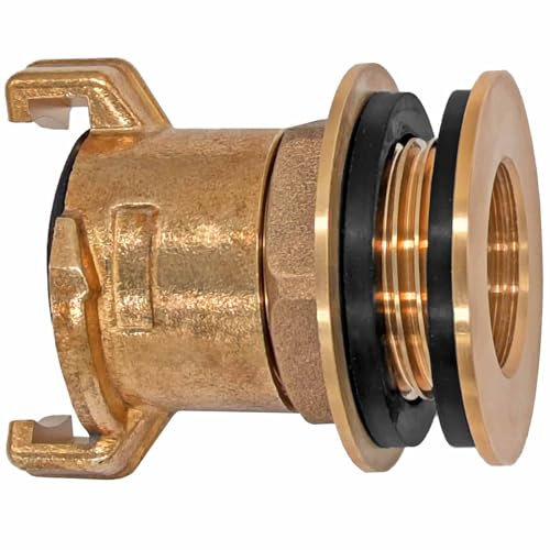 QUALITÄTS Regentonnendurchführung mit Schnellkupplung | ∅ Loch Regentonne 27mm - 43mm | IG 1/2 - 1 | AG 3/4 - 1 1/4 | Messing | Ausführung auswählen >>> Loch Regentonne 43mm | IG 1 AG 1 1/4