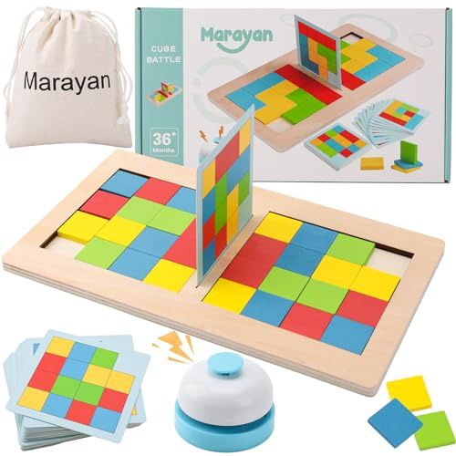 MARAYAN Jeux de Société Enfant 3-7 Ans - Jeu Logique Montessori - Casse Tête Puzzle Bois Éducatif - Jeu de Mémoire Voyage Famille - Cadeau Fille Garçon Anniversaire Noël