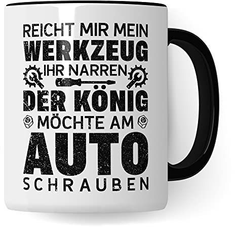 Kfz Mechaniker Tasse Geschenkidee Mechatroniker Kaffeetasse Humor Witz Geschenk für Werkstatt Kaffeebecher Kollege Becher (Weiß & Schwarz)