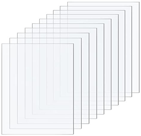 Taiyeestar 10 Pcs Square Clear Acrylic Sheets, 1mm Thick Transparent Plastic Sheet Acrylic Board, for Picture Frame Glass Replacement, Display Projects, Painting, DIY Craft (13 * 18cm)