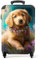 NoBoringSuitcases.com® Koffer Handgepäck Trolley Rollkoffer Kleine Reisekoffer mit 4 Rollen - Welpe - Blumenkranz - Schmetterling - Hund - Golden Retriever - 55x35x20cm - Kabinenkoffer - Boardgepäck