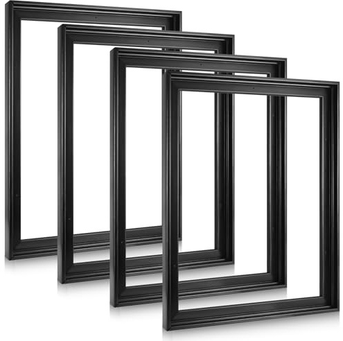 Soaoo 4 Pcs Canvas Floater Frames 16'' x 20'' Black Floating Canvas Frame 0.9 Deep Artwork for Paintings with Hardware Kit Included for Wall Prints Painting, Assemble Required