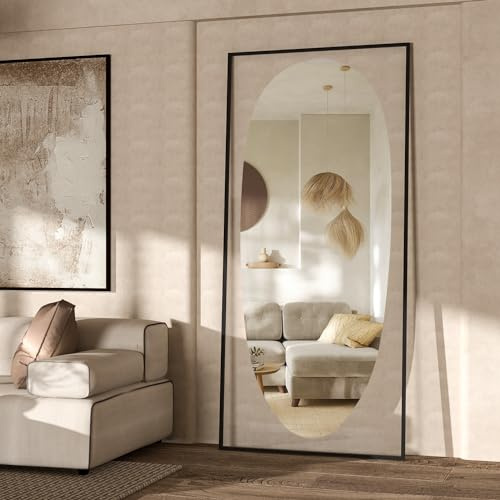 Elemango Specchio da 165 x 60 cm a lunghezza intera, specchio da pavimento, grande per tutto il corpo, appoggiandosi contro specchio da parete, camera da letto equilibrata per guardaroba, soggiorno