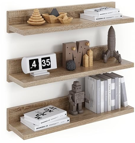 ComfortCove Mensole da Muro, Set di 3, 39 cm, Sonoma