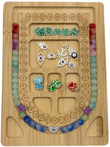 DHER Perlenbrett Platte Perlen Board Tablett für Perlen Boards Perlenbret Hölzerne DIY String Halskette Design Platte Einfädeln Design Tisch Schmuck Perlen Design Board Größe Skala Platte DIY (A)