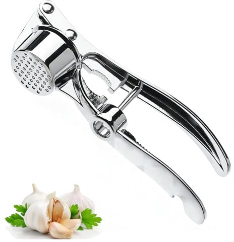 Quixotical 5-in-1 Kitchen Garlic Press, Garlic Mincer Grinder, Garlic Crusher and Ginger Squeezer, Easy-to-Clean Chopper for Vegetables, Nuts, and Garlic