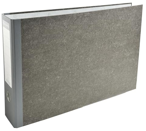 Exacompta - rif. 53810E - Cartone da 4 raccoglitori a leva in carta marmorizzata grigia, A3 orizzontale, dorso 80 mm, meccanico 80 mm, dimensioni esterne: 32 x 48 cm, colore grigio-retro grigio