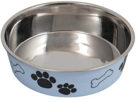 JACK AND VANILLA, Gamelle en Acier Inoxydable Antidérapante pour Animaux, Design Élégant Bleu Clair, Capacité 610ml, Diamètre 15cm, Idéale pour Chiens et Chats, Modèle Bon Appetit
