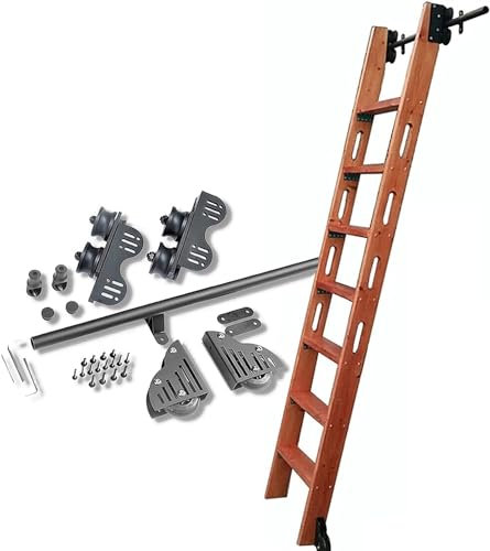 Kit di ferramenta retrattile con asta appendiabiti e guida di prolunga, set completo per scala scorrevole per biblioteca (senza scala) kit binario da 3,4 m