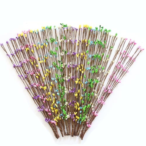 DAHI 120 pièces guirlande de baies artificielles, tiges de baies printanières, fleurs artificielles, sprays fil baies de printemps guirlande décorative pics pour centres de table loisirs créatifs