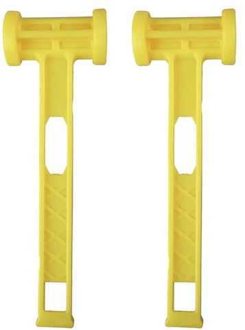 2PCS Camping Mallet Hammer, Plastic Camping Mallet, Puller Removing Tool, Mallet Tent Peg Remover, Portable Mallet Ground Nails Hammer, Hammer Accessories for Camping Hiking Fishing (Yellow)