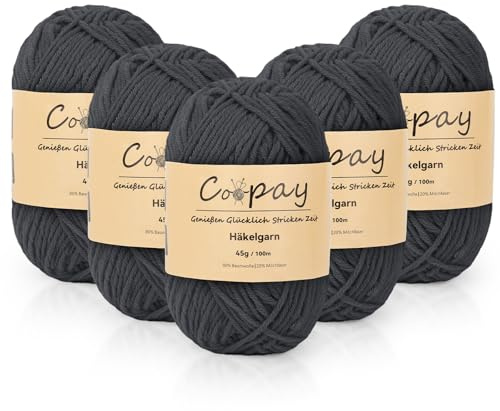 Coopay Lana para ganchillo, 225 g (5 x 45 g), hilo suave para tejer, 5 lanas degradadas para tejer, lana de bebé para ganchillo para principiantes, hilo de ganchillo súper suave para proyectos de