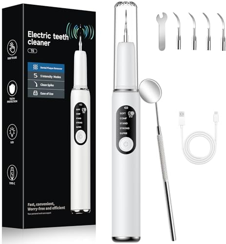 Kit Pulizia Denti Tartaro, Kit Pulizia Denti Animali Domestici, 5 modalità di Spazzolino Denti Cane, Pulizia Denti tartaro con 4 Teste Intercambiabili Per Spazzolare il Tartaro da Persone e Animali