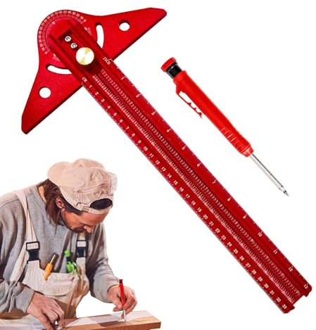 Gramil Para Carpintería - Medidor De Ángulos Para Carpintería | Regla Multifuncional De Aluminio Ajustable, Precisa y Ligera Para Enmarcado y Construcción
