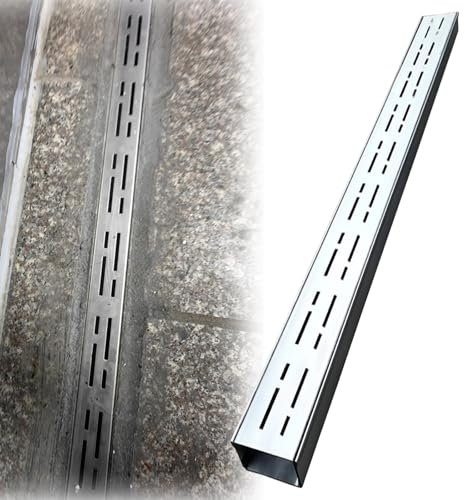 Juego de desagüe de acero inoxidable 304 para calzadas, incluye rejilla de metal, tamices delgados perfectos para lluvia, nieve, hojas y suciedad, diseño de fregadero de 3 vías, 15 x 5 cm