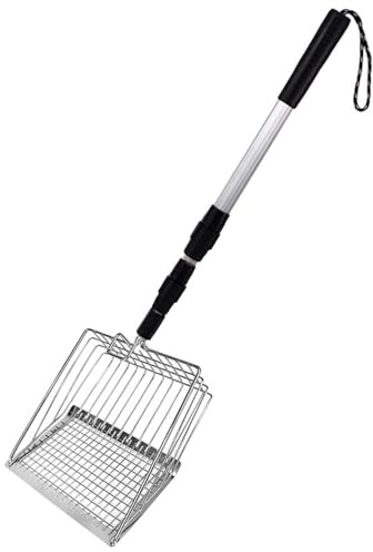 Ramasse-crottes pour poulets, pelle à litière amovible en métal avec long manche réglable, pelle à déchets en acier inoxydable pour poulailler, accessoires pour poulaillers, fournitures pour poul