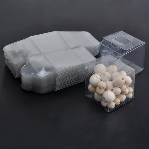 HENGBIRD 50 pezzi confezione regalo trasparente, 5 x 5 x 5 cm scatola regalo in plastica quadrata contenitori trasparenti chiari scatola in plastica piccola per bomboniere matrimoni, feste, compleanni