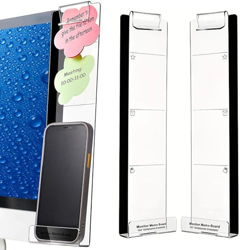 ZYEKIU 2 Piezas Escritorio de Oficina, Accesorios Escritorio con Soporte para Teléfono Móvil, Oficina Accesorios Acrílico, Tablón de Mensajes de Ordenador para Cuarto de Trabajo Armarios Frigorífico