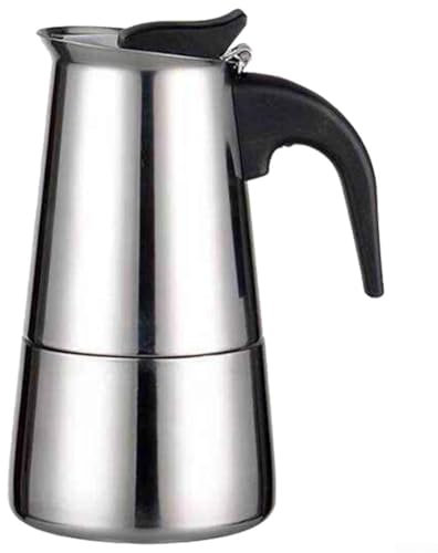Cafetera Moka de acero inoxidable para estufa, cafetera espresso estilo italiano, cafetera manual compatible con inducción para oficina en casa (100 ml)