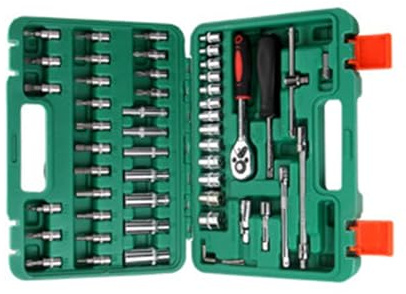 Uqezagpa 53Pcs 1/4Inch Drive Ratcheting Socket Set with Extension Rod and Storage Case for Car Maintenance and Home Garage