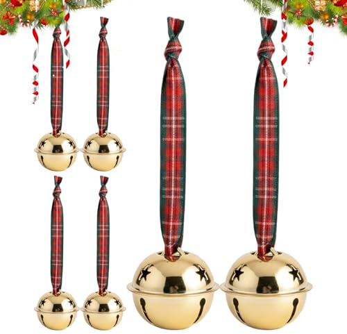 ZHUMCCY Campanas Navideñas para Decoración | Festivo Juego de 6 Campanillas,En Forma De Campana para El Árbol De Navidad,para Porche Apartamento Pared Campestre Interior Hogar Puerta