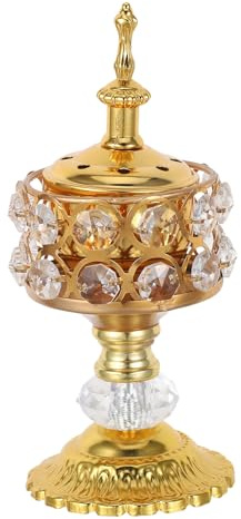 HIAKDOFT Arabischer Weihrauchbrenner Handlich Metall Mit Goldener Spitze Aromatherapie Duftstäbchenhalter Tragbar Für Meditation Yoga Und Tischdekoration 7.09X3.15X3.15 Zoll