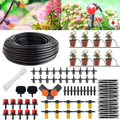 Acquaverde Kit di Irrigazione A Goccia, 20m Irrigazione Automatica Giardino con soli TEE Claber, Impianto di Irrigazione a Goccia per Vasi, Aiuola, Serra, Patio, Prato (10 Vasi) (10Vasi)