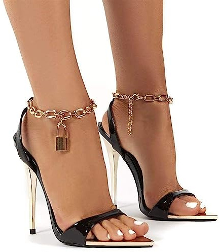 CcacHe Punta a Punta Catena Allacciate Tacco Alto Sandali Punta Aperta A Spillo Cinturino alla Caviglia Décolleté Abito Festa Scarpe alla Moda Antiscivolo Ortotico Tacchi Scarpe(Black,43 EU)