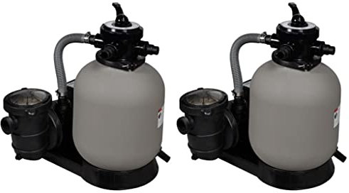 Homgoday 2 pezzi Pompa filtro a sabbia per piscina e piscina, autoadescante, impianto di filtraggio a sabbia, filtro a sabbia per piscina e piscina, 600 W, 17.000 l/h