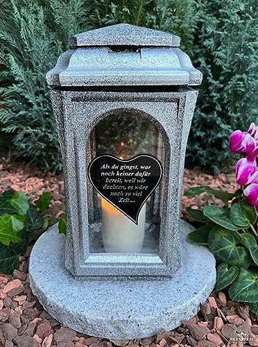 Lanterne funéraire en argent avec texte – Bougie funéraire décorative 29 cm H. Décoration funéraire nouveau modèle sans socle.