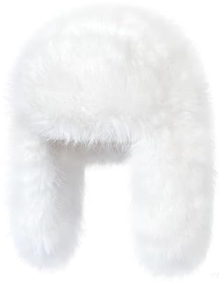 BSYLOO Sombrero de trampero de piel sintética de visón de lujo para mujer, gorro Ushanka de color puro y diseño sencillo para invierno, sombrero cálido con pelo, Blanco, Small-X-Large