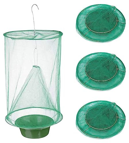 Attrape-mouches suspendu, filet attrape-mouches 4 pièces, attrape-mouches extérieur pliable et réutilisable, piège à chevaux en cage, parfait pour les chevaux et les animaux de la ferme, les parcs