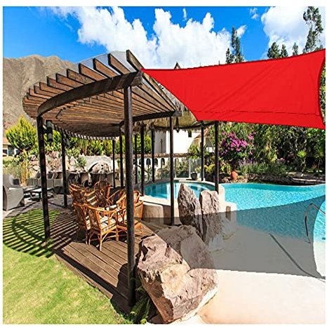 Sonnensegel, Sonnensegel, Sonnenschutz-Markise, rechteckig, UV-Block, wasserdicht, Oxford-Sonnenschutztuch, Terrassenüberdachung mit gratis Seil für Garten, Sommer, Party, Balkon im Freien, Rot