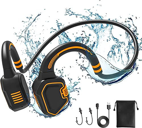 Casque de natation – Ultraléger Conduction osseuse étanche IP68 Bluetooth 5.1 Oreille ouverte Casque de sport sans fil avec lecteur MP3 Mémoire 16 Go pour la course à pied, la natation, le ski