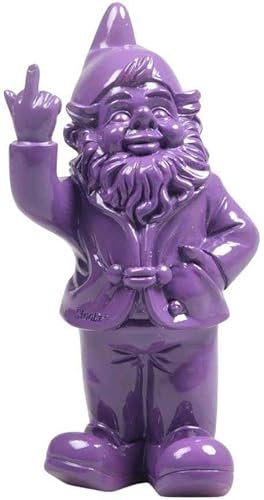 Stoobz Nain de Jardin en résine Doigt d'honneur 7 x 8 x 20 cm Violet