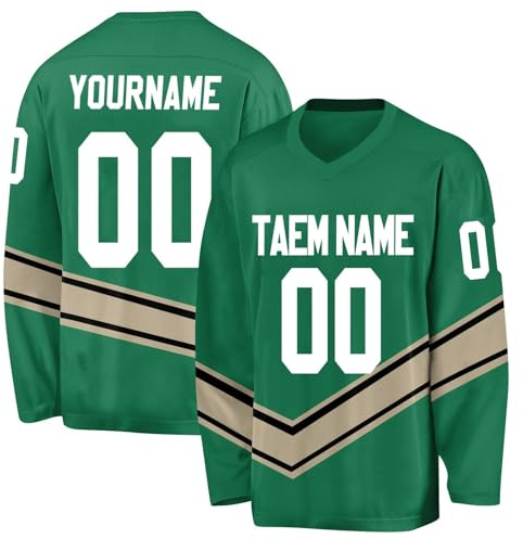 Custom Ice Hockey Jersey for Mens Boys Customizable Personalized Ice Hockey Gifts Ice Hockey Practice Shirts Green