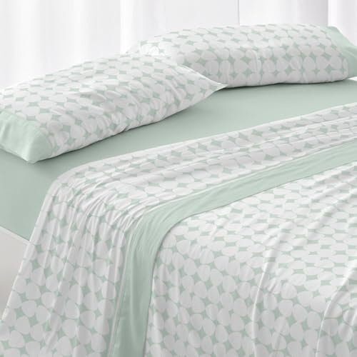 Burrito Blanco | Juego de sábanas | Cama de 90cm. (+Medidas Disponibles) | Diseño 139 | Color Menta (90x190/200cm.)