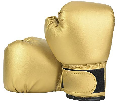 Barnboxhandskar Gjorda Av PU -läderschockskydd Mittor Som är Lämpliga för 3 Till 10 år Gamla Ventilationshål Designade (GOLD)