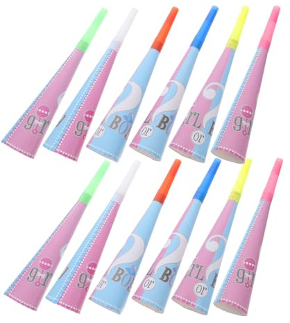 Zerodeko Trombette di Carta 12 Pezzi per Festa Compleanno e Annuncio Sesso, Accessori Party Allegri e Facili da Usare Colore Casuale