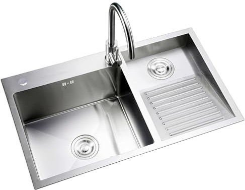 Piscina per lavanderia in acciaio inossidabile 304 con rubinetto estraibile, dispenser di sapone e kit di scarico, grande lavello a doppia vasca con lavabo, vasca per lavanderia argentata, lavandino