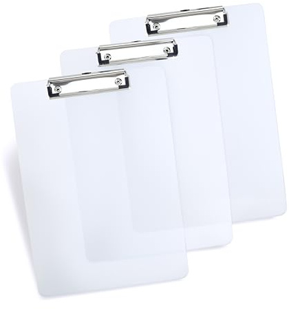 Rapesco 1824 Business Pack: 3 Clipboards, A4, Clear Frosted Transparent